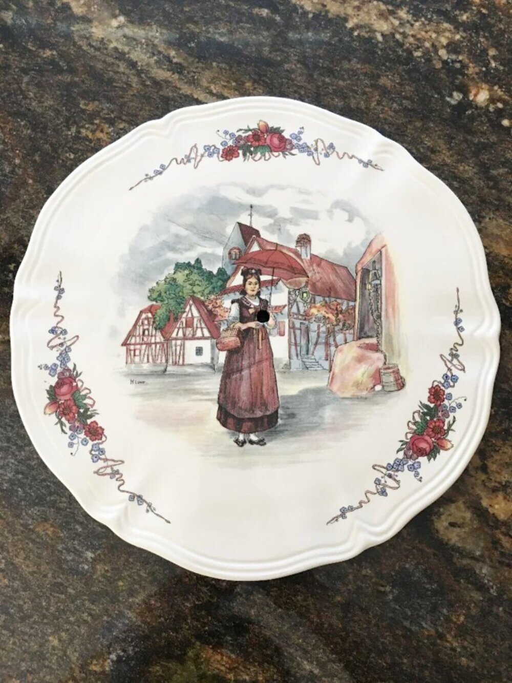 VTG Sarreguemines Obernai Henri Loux French Faience Ceramic Cake Tier